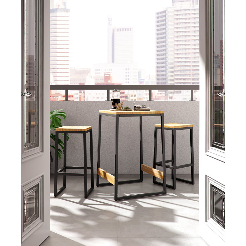 Union Rustic Corrine 3 Piece Counter Height Solid Wood Dining Set